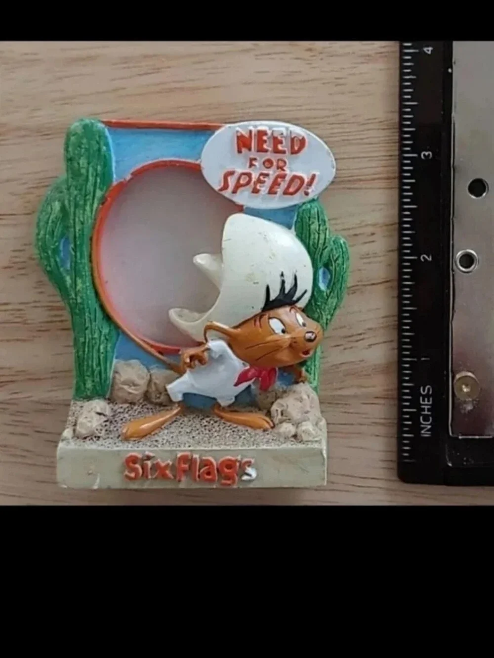 Rare (Hard To Find) 3D Embossed 1997 Six Flags Speedy Gonzales Picture Frame.